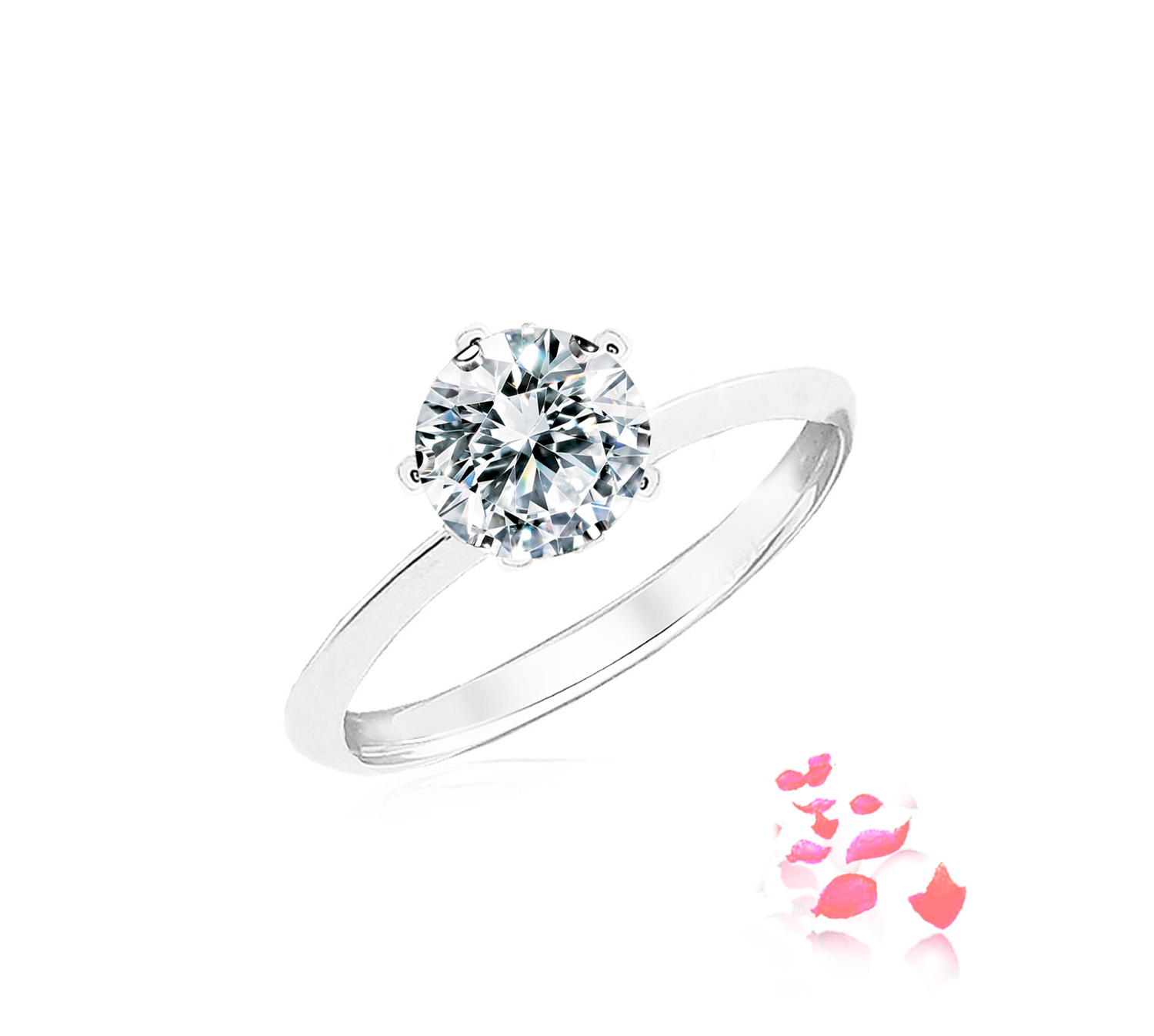 Timeless 5 Prongs Petite Ring Setting in 18k White Gold