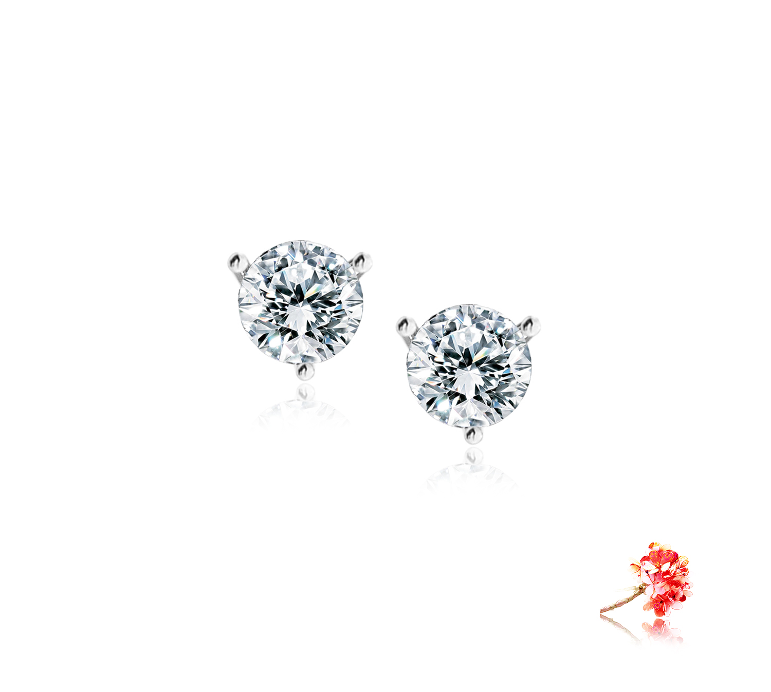 Timeless 3 Prongs Earrings Setting in 18k Gold, White