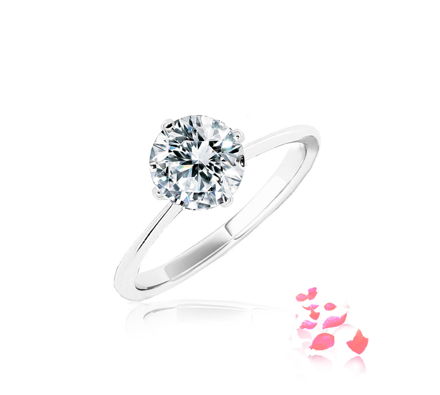 Timeless 4 Prongs Petite Ring Setting in 18k White Gold - Cross