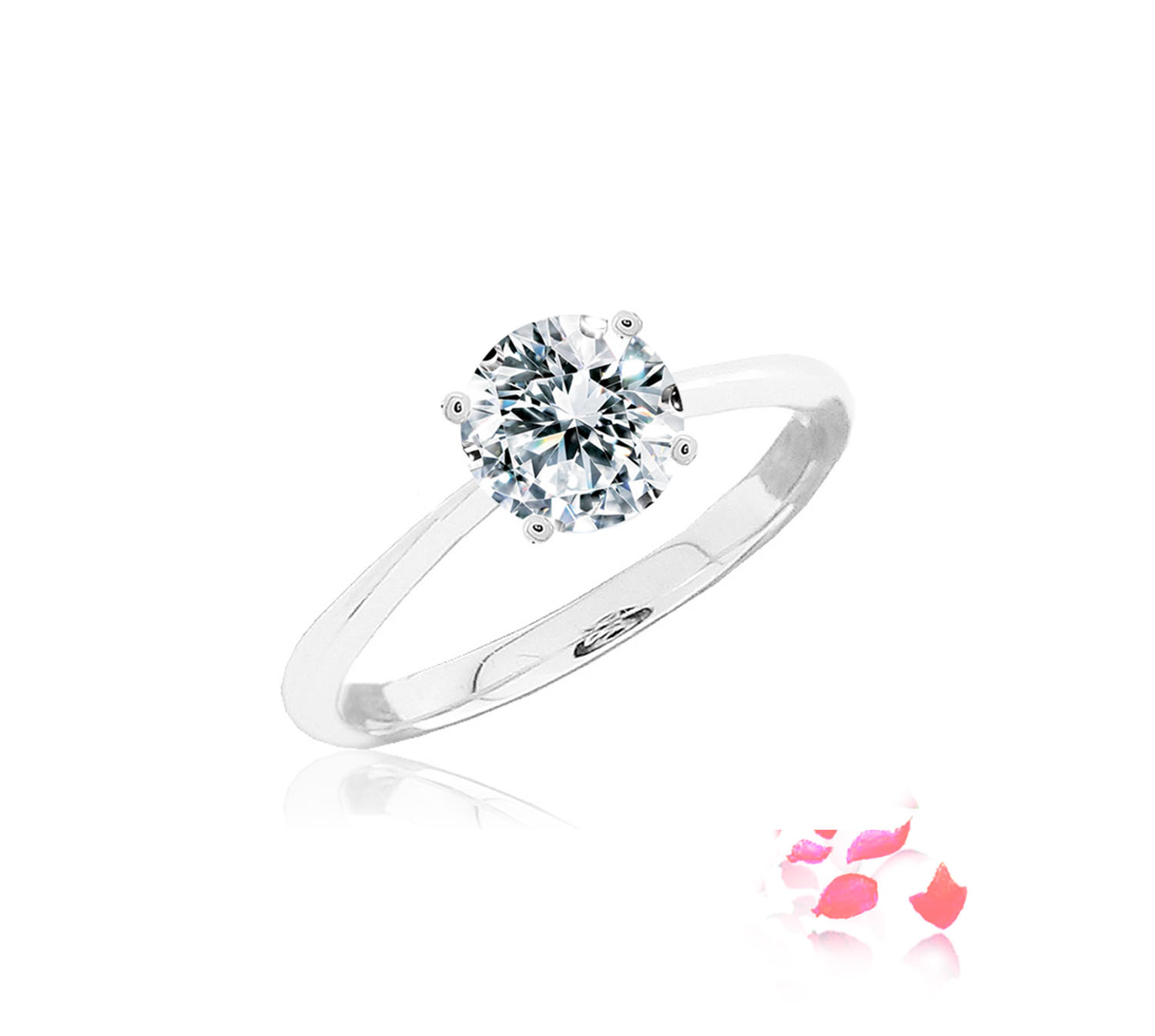 Timeless 4 Prongs Petite Ring Setting in 18k White Gold - Square