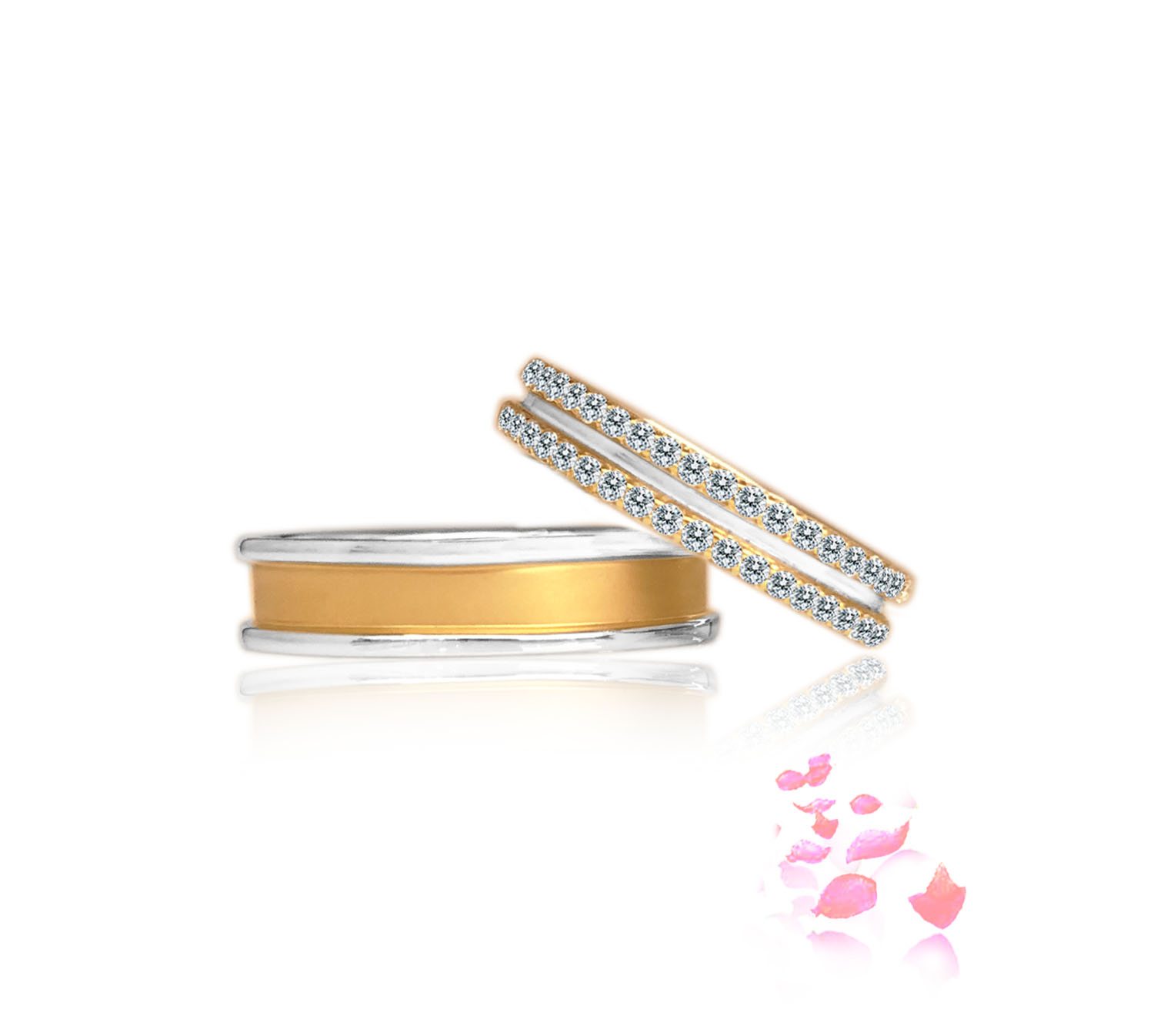 Classic Wedding Bands in Yellow and White Gold